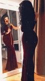 Modest Mermaid Burgundy One Shoulder Prom Dresses 22th Birthday Outfit HZ1022