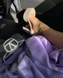 Simple A Line V Neckline Lilac Long Chiffon Prom Dresses HZ1022