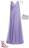 Simple A Line V Neckline Lilac Long Chiffon Prom Dresses HZ1022