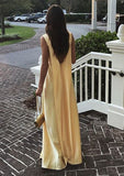 Simple A Line V neckline Yellow Long Prom Dresses HZ1022