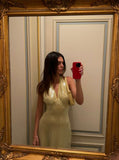 Simple A Line V neckline Yellow Sequin Prom Dresses HZ1022