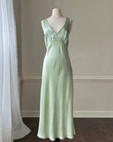 Simple A Line Straps Mint Green Long Prom Dresses HZ1022