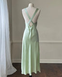 Simple A Line Straps Mint Green Long Prom Dresses HZ1022