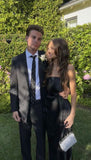 Sexy Mermaid Strapless Black Long Prom Dresses HZ1022