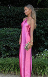 Sexy Mermaid Halter Hot Pink Long Prom Dresses HZ1022