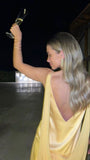 Sexy A line V Neckline Chiffon Yellow Backless Long Prom Dresses HZ1022