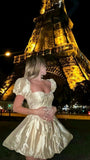 Sexy A line 18th Gold Lace Birthday Dresses Short Birthday Outfits HZ1022