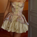 Vintage Ball Gown Gold Homecoming Dresses 18th Birthday Outfits HZ1022