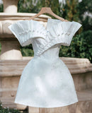 Simple A line Strapless White Homecoming Dresses 16th Birthday Outfits HZ1022