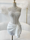 Simple Sheath Strapless White Homecoming Dresses 16th Birthday Outfits HZ1022