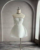 Simple A Line Strapless White Homecoming Dress 16th Birthday Outfits HZ1022
