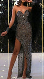 Sexy Mermaid Prom Gown With Strapless Sequin Prom Dress For Teens HZ1022