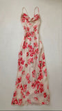 Sexy Mermaid Prom Gown With Straps Floral Pink Prom Dresses HZ1022
