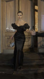 Beautiful Mermaid Prom Gown Off the Shoulder Black Prom Dresses HZ1022