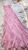 Beautiful Mermaid Prom Gown Pink Chiffon Beads Prom Dresses HZ1022