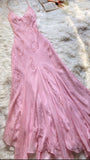 Beautiful Mermaid Prom Gown Pink Chiffon Beads Prom Dresses HZ1022