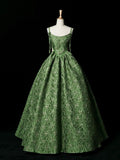 Beautiful Ball Gown Green Lace Prom Gown Long Prom Dresses HZ1022