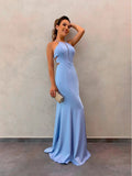 Sexy Mermaid Blue Prom Gown Long Backless Prom Dresses HZ1022