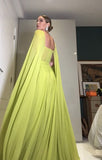 Gorgeous A line Floor Length Strapless Capes Chiffon with Ruched Prom Dress HZ1022
