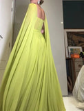 Gorgeous A line Floor Length Strapless Capes Chiffon with Ruched Prom Dress HZ1022