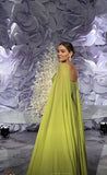Gorgeous A line Floor Length Strapless Capes Chiffon with Ruched Prom Dress HZ1022