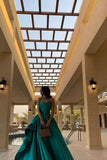 Simple Ball Gown Strapless Floor Length Green Satin Prom Dress HZ1022