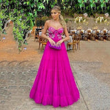 A-Line Long Embroidered Flower Sweethearts Tiered Tulle Prom Dress HZ1022