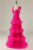Hot Pink Sweetheart Multi Layers Tulle Prom Dresses Formal Dresses HZ1022