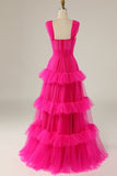 Hot Pink Sweetheart Multi Layers Tulle Prom Dresses Formal Dresses HZ1022