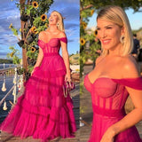 Hot Pink Sweetheart Multi Layers Tulle Prom Dresses Formal Dresses HZ1022