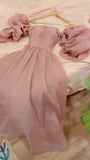 Fairy A line Pink Long Prom Dresses Evening Dress HZ1022