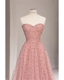 Fairy A line Sweetheart Pink Long Tulle Prom Dresses 22th Birthday Outfit HZ1022