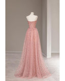 Fairy A line Sweetheart Pink Long Tulle Prom Dresses 22th Birthday Outfit HZ1022