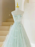 Fairy A line Sweethart Long Mint Green Prom Dresses 22th Birthday Outfit HZ1022
