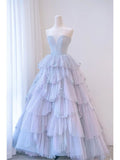 Fairy Ball Gown Sweethart Long Light Sky Blue Prom Dresses 22th Birthday Outfit HZ1022