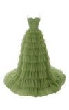 Fairy Ball Gown Straps Green Prom Dresses 22th Birthday Outfit HZ1022