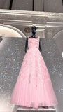 Fairy Ball Gown Straps Pink Prom Dresses 22th Birthday Outfit HZ1022