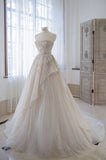 Fairy Ball Gown Strapless Champagne Prom Dresses 22th Birthday Outfit HZ1022