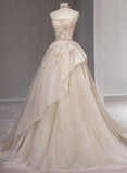 Fairy Ball Gown Strapless Champagne Prom Dresses 22th Birthday Outfit HZ1022