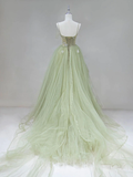 Tulle Long Prom Dress A-Line Green Long Evening Dress HZ1022