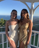 Sexy Mermaid Straps Champagne Prom Dresses 22th Birthday Outfit HZ1022