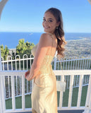 Sexy Mermaid Straps Champagne Prom Dresses 22th Birthday Outfit HZ1022