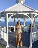 Sexy Mermaid Straps Champagne Prom Dresses 22th Birthday Outfit HZ1022