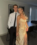 Sexy Mermaid Straps Champagne Prom Dresses 22th Birthday Outfit HZ1022