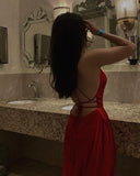 Sexy A line Straps Red Prom Dresses 22th Birthday Outfit HZ1022