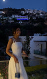 Simple A Line Straps White Prom Dresses 22th Birthday Outfit HZ1022
