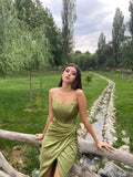 Simple Mermaid Strapless Sage Green Prom Dresses 22th Birthday Outfit HZ1022