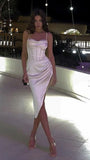 Sexy Sheath Straps White Prom Dresses 22th Birthday Outfit HZ1022
