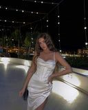 Sexy Sheath Straps White Prom Dresses 22th Birthday Outfit HZ1022
