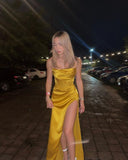 Sexy Mermaid Straps Yellow Prom Dresses 22th Birthday Outfit HZ1022